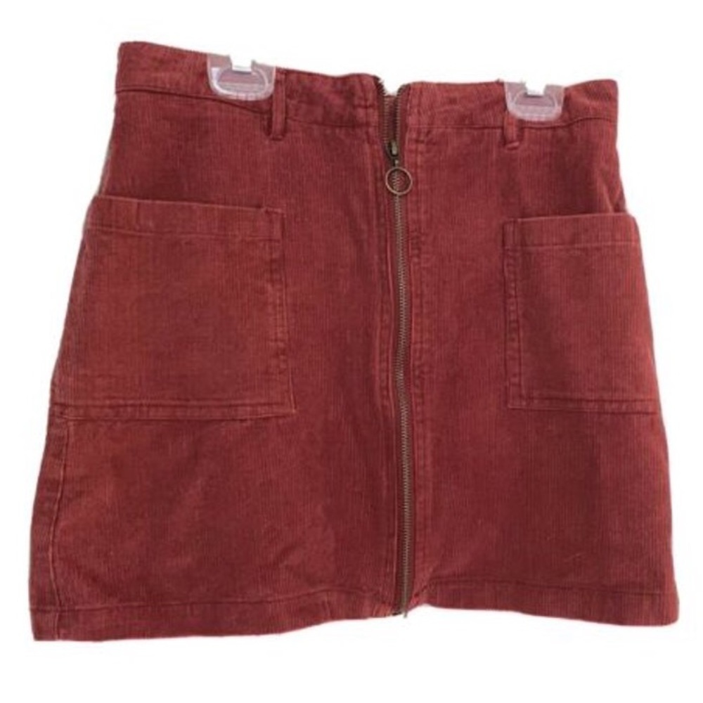 Peach Love California Rustic Burnt Orange Corduroy Mini Skirt Size Large